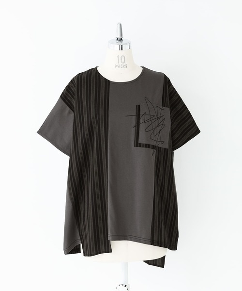 kOhAKU(コハク)の「ストライプ切替ドルマンカットソー(Tシャツ/カットソー・レディース・チャコール/ブラック・FREE)」の16枚目の写真
