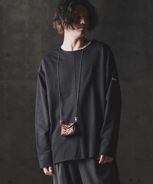 GLIMCLAP（グリムクラップ）の「msw1705-Boxy silhouette long sleeve T-shirt-Mini pile sweat fabric- スウェット（Tシャツ/カットソー・メンズ・ホワイト/ブラック・S/M/L）」の10枚目の写真
