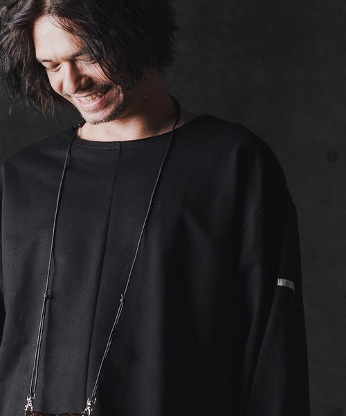 GLIMCLAP（グリムクラップ）の「msw1705-Boxy silhouette long sleeve T-shirt-Mini pile sweat fabric- スウェット（Tシャツ/カットソー・メンズ・ホワイト/ブラック・S/M/L）」の11枚目の写真