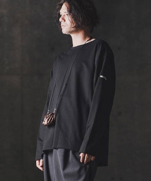 GLIMCLAP（グリムクラップ）の「msw1705-Boxy silhouette long sleeve T-shirt-Mini pile sweat fabric- スウェット（Tシャツ/カットソー・メンズ・ホワイト/ブラック・S/M/L）」の12枚目の写真