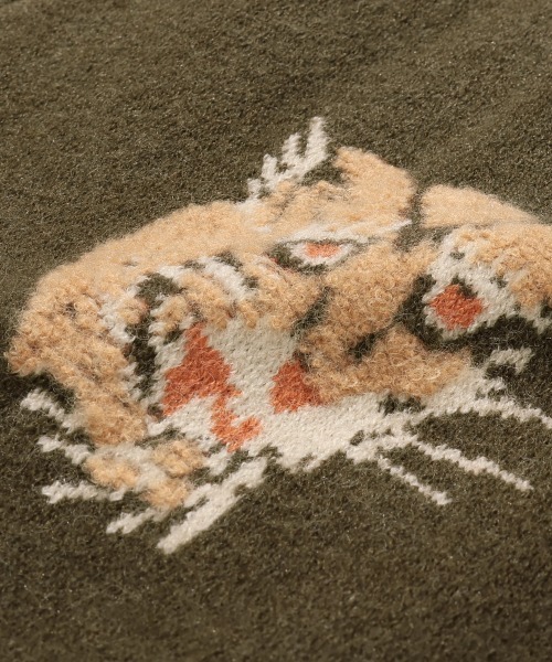 KRIFF MAYER（クリフメイヤー）の「【Unisex･チクチクしない】もちのびニットカーデ(虎)（カーディガン/ボレロ・メンズ・ブラック/カーキ/ブルー/ベージュ・LARGE/MEDIUM/X-LARGE）」の11枚目の写真