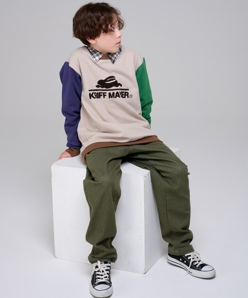 KRIFF MAYER Kid's Collection（クリフメイヤーキッズコレクション）の「裏起毛カラーデニムゆったりパンツ（デニムパンツ・キッズ・ネイビー/カーキ/ベージュ/ブラック・150/140/130/120/170/160）」の9枚目の写真