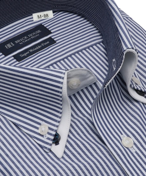 TOKYO SHIRTS(トウキョウシャツ)の「【超形態安定】 形態安定ノンアイロン ボタンダウン 長袖ビジネスワイシャツ(大きいサイズ・長いサイズ)(ビジネスシャツ・メンズ・ブルー・首回り39cm-裄丈88cm/首回り41cm-裄丈90cm/首回り42cm-裄丈90cm/首回り43cm-裄丈90cm/首回り45cm-裄丈82cm/首回り45cm-裄丈86cm/首回り45cm-裄丈90cm/首回り47cm-裄丈86cm/首回り47cm-裄丈90cm)」の2枚目の写真