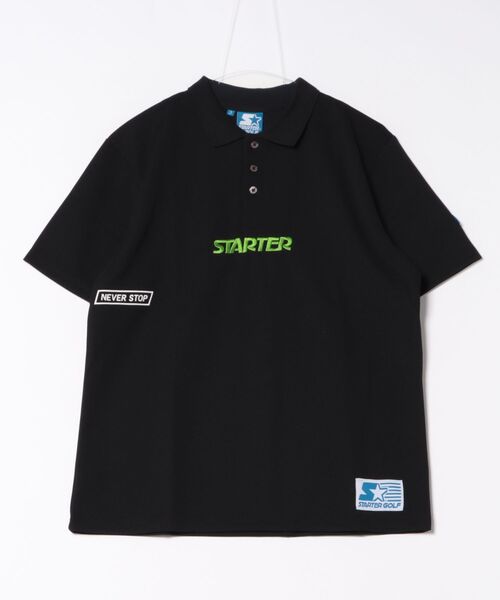 STARTER（スターター）の「【STARTER GOLF】スターターゴルフ STARTERロゴ刺繍半袖ポロシャツ SG-123009（ポロシャツ・メンズ・ブラック/ホワイト・L/M）」の2枚目の写真