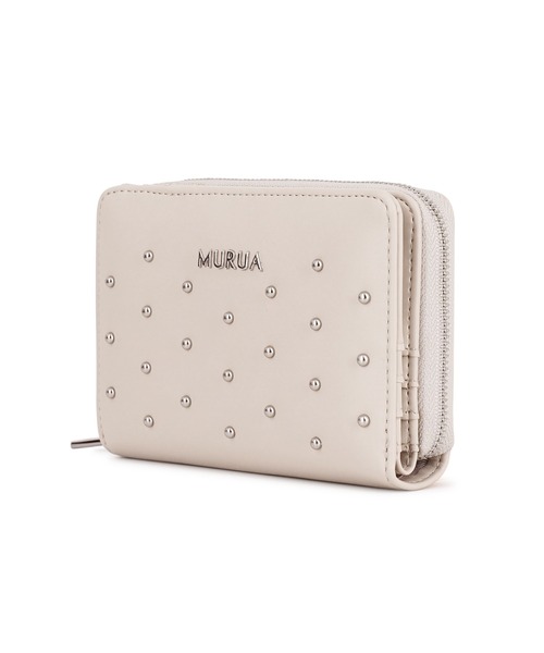 MURUA(ムルーア)の「MURUA(ムルーア)ラウンドファスナー二つ折り財布 MR-W1372 スタッズ(財布・レディース・ワイン/ブラック/ベージュ・FREE)」の5枚目の写真