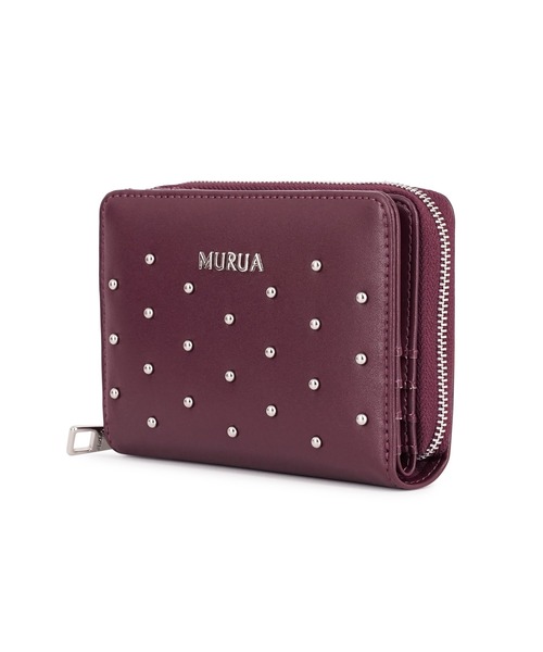 MURUA(ムルーア)ラウンドファスナー二つ折り財布 MR-W1372 スタッズ