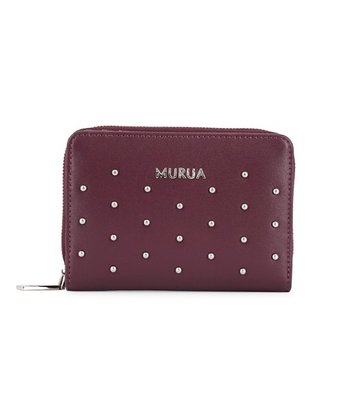 MURUA(ムルーア)の「MURUA(ムルーア)ラウンドファスナー二つ折り財布 MR-W1372 スタッズ(財布・レディース・ワイン/ブラック/ベージュ・FREE)」の10枚目の写真