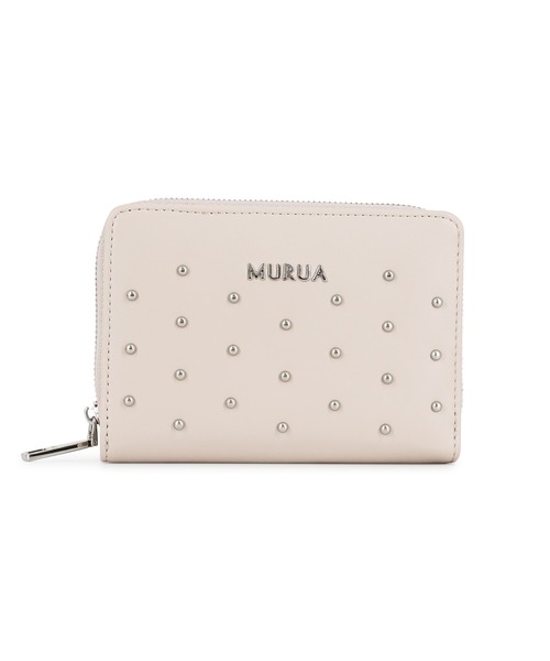MURUA(ムルーア)の「MURUA(ムルーア)ラウンドファスナー二つ折り財布 MR-W1372 スタッズ(財布・レディース・ワイン/ブラック/ベージュ・FREE)」の4枚目の写真