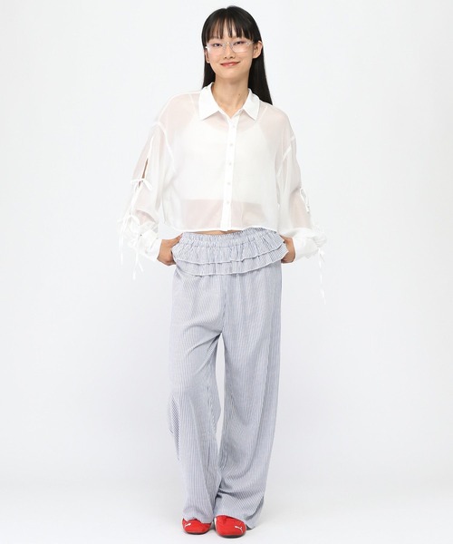 3.3 Field Trip （3.3フィールドトリップ）の「3.3 Field Trip／ストライプフリルパンツ（その他パンツ・レディース・ブラック/ネイビー・FREE）」の16枚目の写真