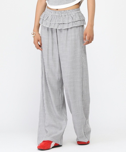 3.3 Field Trip （3.3フィールドトリップ）の「3.3 Field Trip／ストライプフリルパンツ（その他パンツ・レディース・ブラック/ネイビー・FREE）」の12枚目の写真