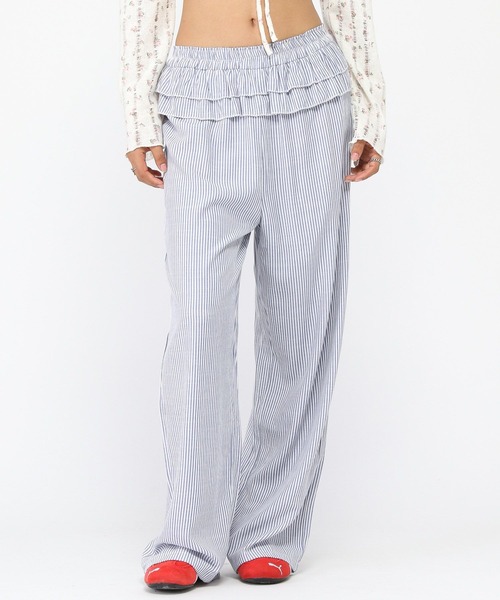 3.3 Field Trip （3.3フィールドトリップ）の「3.3 Field Trip／ストライプフリルパンツ（その他パンツ・レディース・ブラック/ネイビー・FREE）」の22枚目の写真