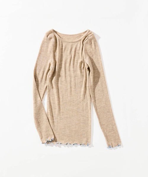 me.(ミードット)の「【 me. / ミードット 】merino washable wool ロングスリーブ me-23308 HPI(Tシャツ/カットソー・レディース・ダークグレー/イエロー/オフホワイト/グレイッシュベージュ/アイボリー/ライトブルー/ベージュ/チャコール・FREE)」の6枚目の写真