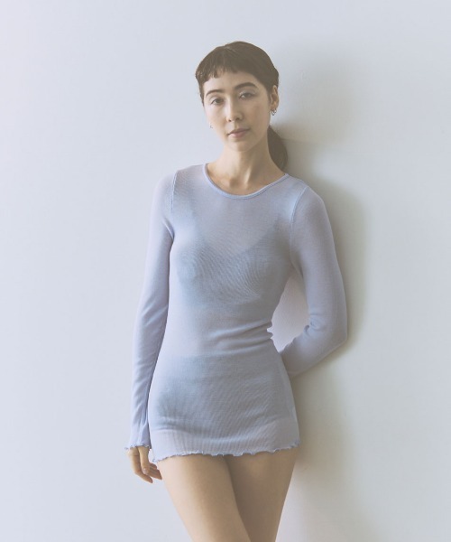 me.(ミードット)の「【 me. / ミードット 】merino washable wool ロングスリーブ me-23308 HPI(Tシャツ/カットソー・レディース・ダークグレー/イエロー/オフホワイト/グレイッシュベージュ/アイボリー/ライトブルー/ベージュ/チャコール・FREE)」の7枚目の写真