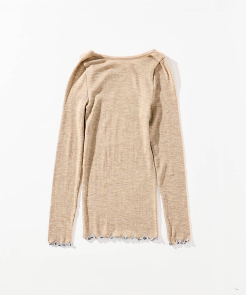 me.(ミードット)の「【 me. / ミードット 】merino washable wool ロングスリーブ me-23308 HPI(Tシャツ/カットソー・レディース・ダークグレー/イエロー/オフホワイト/グレイッシュベージュ/アイボリー/ライトブルー/ベージュ/チャコール・FREE)」の12枚目の写真