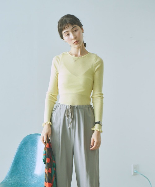 me.(ミードット)の「【 me. / ミードット 】merino washable wool ロングスリーブ me-23308 HPI(Tシャツ/カットソー・レディース・ダークグレー/イエロー/オフホワイト/グレイッシュベージュ/アイボリー/ライトブルー/ベージュ/チャコール・FREE)」の22枚目の写真