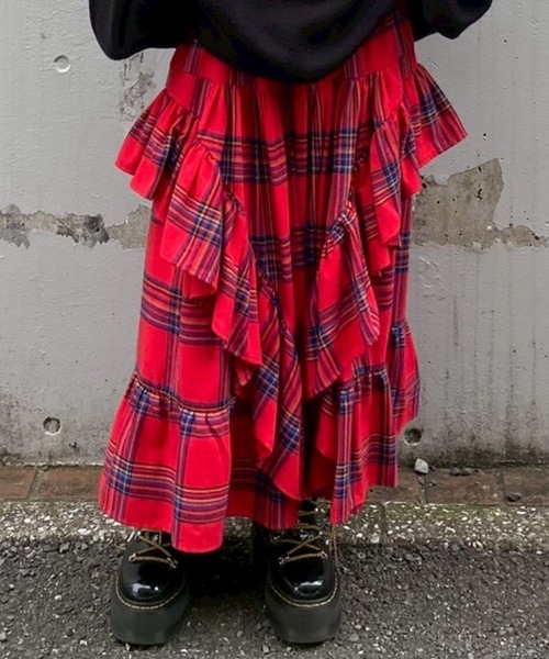 Candy Stripper（キャンディストリッパー）の「FRILL CHECK スカート（スカート・レディース・レッド/イエロー/ネイビー・FREE）」の3枚目の写真