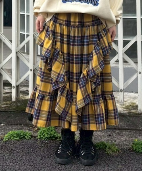 Candy Stripper（キャンディストリッパー）の「FRILL CHECK スカート（スカート・レディース・レッド/イエロー/ネイビー・FREE）」の4枚目の写真