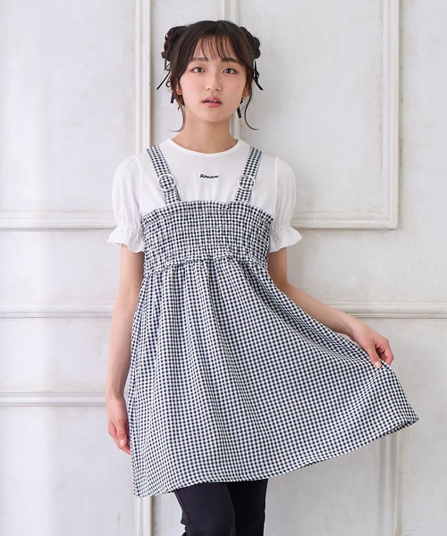Malvid &Co❤️グリッターチェックスモッキングドレス　ワンピース Malvid &Co❤️グリッターチェックスモッキングドレス