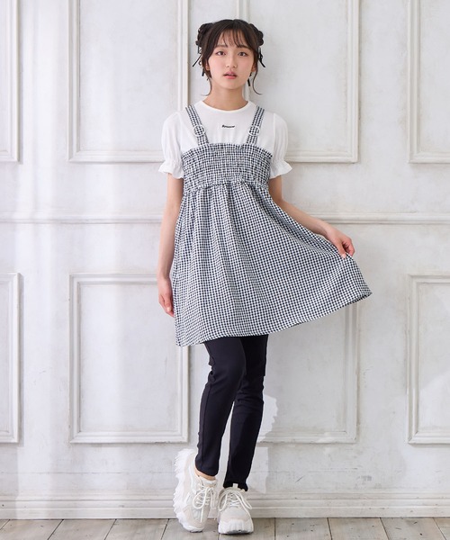 Amourire girl（アムリールガール）の「シャーリングギンガムチェック ドッキングワンピース（ワンピース・キッズ・ベージュ/ブラック・130cm/140cm/160cm/150cm）」の18枚目の写真