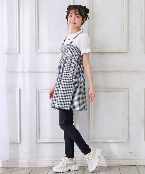 Amourire girl（アムリールガール）の「シャーリングギンガムチェック ドッキングワンピース（ワンピース・キッズ・ベージュ/ブラック・130cm/140cm/160cm/150cm）」の20枚目の写真