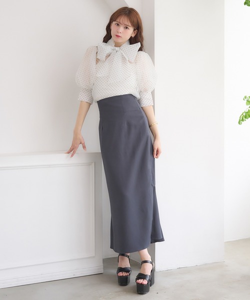 Ambre Neige(アンブルネージュ)の「2way big ribbon blouse / 2wayビッグリボンウラウス(シャツ/ブラウス・レディース・オフホワイト/ブラック/ラベンダー・FREE)」の13枚目の写真