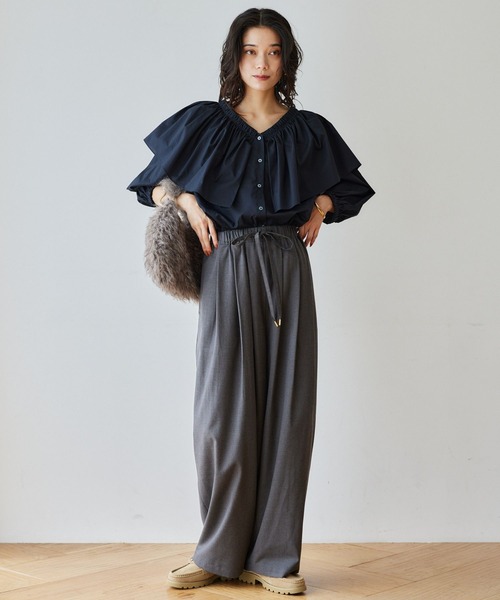 BARNYARDSTORM（バンヤードストーム）の「BARNYARDSTORM / タックコクーンイージーパンツ / ハンドウォッシャブル（その他パンツ・レディース・チャコールグレー/ベージュ・S/M）」の7枚目の写真