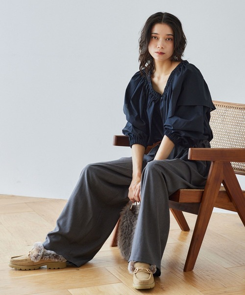 BARNYARDSTORM（バンヤードストーム）の「BARNYARDSTORM / タックコクーンイージーパンツ / ハンドウォッシャブル（その他パンツ・レディース・チャコールグレー/ベージュ・S/M）」の9枚目の写真