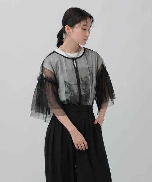 LEPSIM（レプシィム）の「2WAYチュールプルオーバー　493702（Tシャツ/カットソー・レディース・アイボリー/ブラック/グレー・FREE）」の3枚目の写真