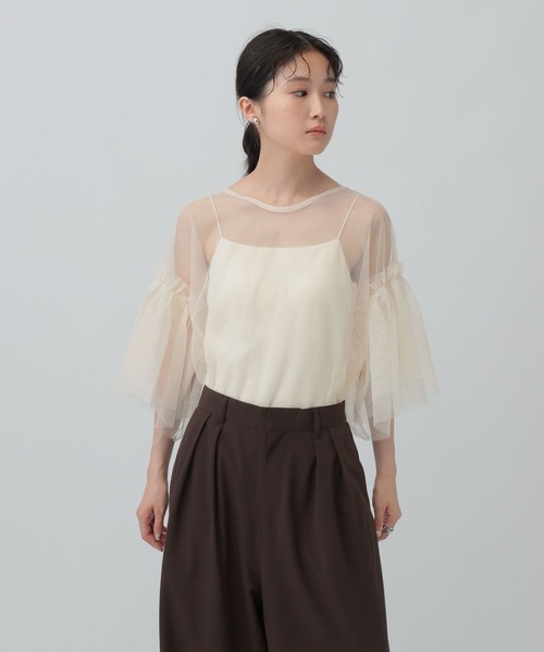 LEPSIM（レプシィム）の「2WAYチュールプルオーバー　493702（Tシャツ/カットソー・レディース・アイボリー/ブラック/グレー・FREE）」の4枚目の写真