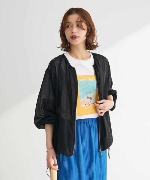 Green　Parks（グリーンパークス）の「イージーケアシアーボイルシャツブルゾン（ブルゾン・レディース・ベージュ/ブラック/グレー・FREE）」の9枚目の写真