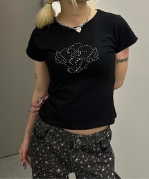 エンジェルデザインラインストーンTシャツ