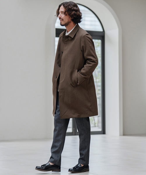 CALL&RESPONSE（コールアンドレスポンス）の「mj10887-ステンカラーコート-メランジツイル（ステンカラーコート・メンズ・ブラウン/チャコール・2/4/5）」の6枚目の写真