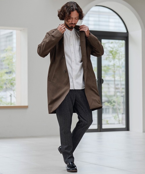 CALL&RESPONSE（コールアンドレスポンス）の「mj10887-ステンカラーコート-メランジツイル（ステンカラーコート・メンズ・ブラウン/チャコール・2/4/5）」の7枚目の写真