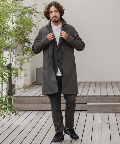 CALL&RESPONSE（コールアンドレスポンス）の「mj10887-ステンカラーコート-メランジツイル（ステンカラーコート・メンズ・ブラウン/チャコール・2/4/5）」の12枚目の写真