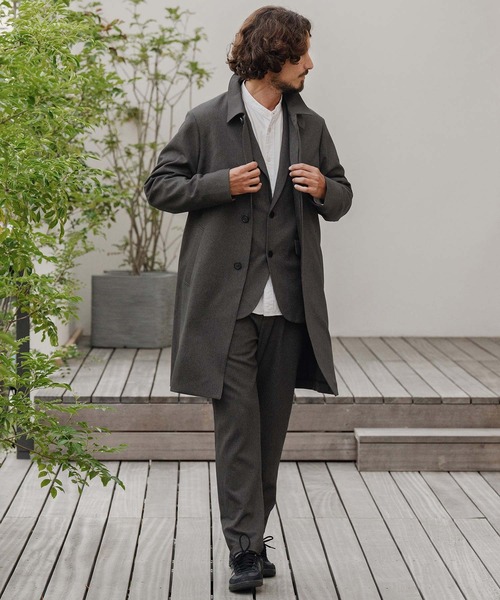 CALL&RESPONSE（コールアンドレスポンス）の「mj10887-ステンカラーコート-メランジツイル（ステンカラーコート・メンズ・ブラウン/チャコール・2/4/5）」の13枚目の写真