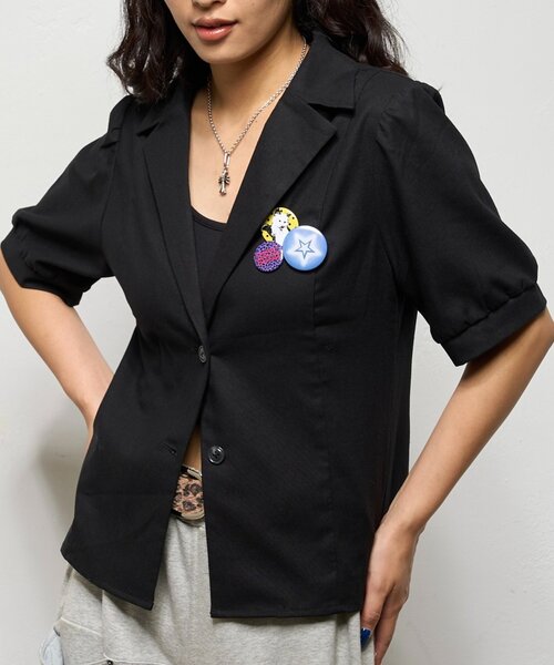 WHO'S WHO gallery（フーズフーギャラリー）の「【AW先行発売】リネンライク パフスリシャツジャケット（テーラードジャケット・レディース・ダークブラウン/ネイビー/ブラック・FREE）」の20枚目の写真