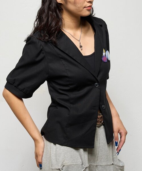 WHO'S WHO gallery（フーズフーギャラリー）の「【AW先行発売】リネンライク パフスリシャツジャケット（テーラードジャケット・レディース・ダークブラウン/ネイビー/ブラック・FREE）」の22枚目の写真