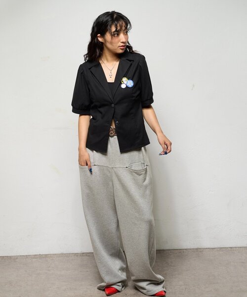 WHO'S WHO gallery（フーズフーギャラリー）の「【AW先行発売】リネンライク パフスリシャツジャケット（テーラードジャケット・レディース・ダークブラウン/ネイビー/ブラック・FREE）」の7枚目の写真