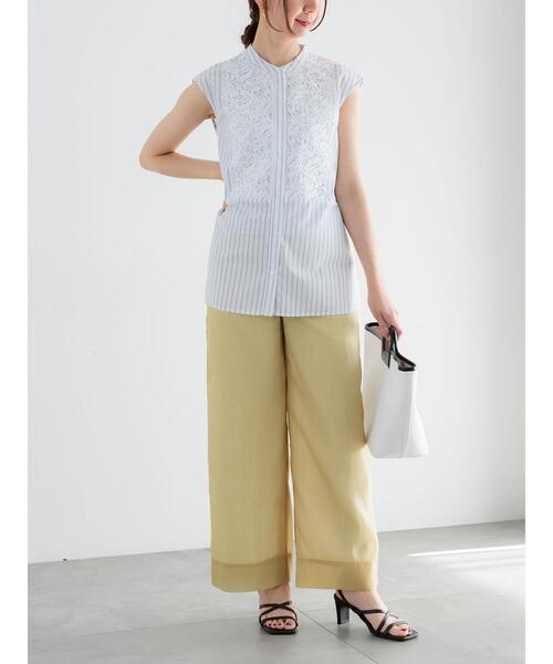 Te chichi(テチチ)の「シアーワイドパンツ(その他パンツ・レディース・グリーン/ブラック・F)」の22枚目の写真