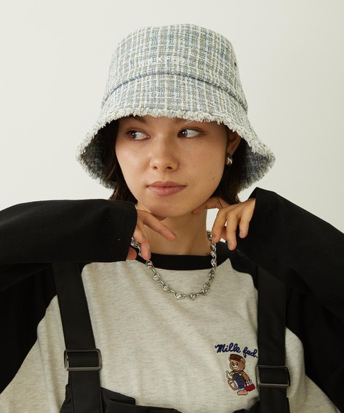 MILKFED.（ミルクフェド）の「TWEED FRINGE BUCKET HAT（ハット・レディース・グレー/ブルー/ブラウン・ONE SIZE）」の6枚目の写真