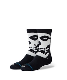 STANCE（スタンス）の「【STANCE/スタンス】キッズクルーソックス　Misfita(ミスフィッツ)コラボレーションモデル / おしゃれなギフトに最適！ / BEWARE KIDS CREW（ソックス/靴下）」