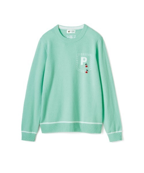 Picone CLUB(ピッコーネクラブ)の「カシミヤ100%ラインニット(ニット/セーター・レディース・ライトグリーン/ベージュ/ブラック/グレー・S/M)」の1枚目の写真