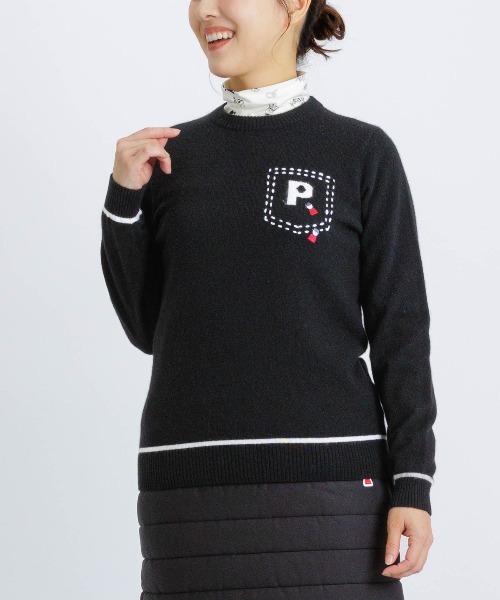 Picone CLUB(ピッコーネクラブ)の「カシミヤ100%ラインニット(ニット/セーター・レディース・ライトグリーン/ベージュ/ブラック/グレー・S/M)」の2枚目の写真