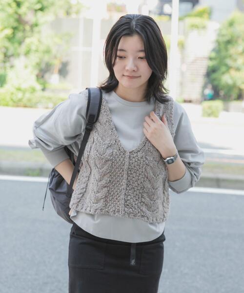 新品 エカル アーバンリサーチ EKAL ケーブル 編み ニット ベスト ワイド 新品 エカル アーバンリサーチ EKAL ケーブル 編み ニット
