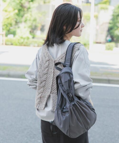 EKAL（エカル）の「ウール混ネップベスト（ニット/セーター・レディース・ベージュ/チャコールグレー・ONE）」の4枚目の写真