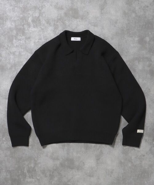 FFEIN（フェイン）の「【FFEIN（フェイン）】ネーム付きスキッパーニット / ニット セーター ポロカラー シンプル 無地 ワンポイント（ニット/セーター・メンズ・ブラック/ブラウン/グレー・SMALL/MEDIUM/LARGE）」の6枚目の写真