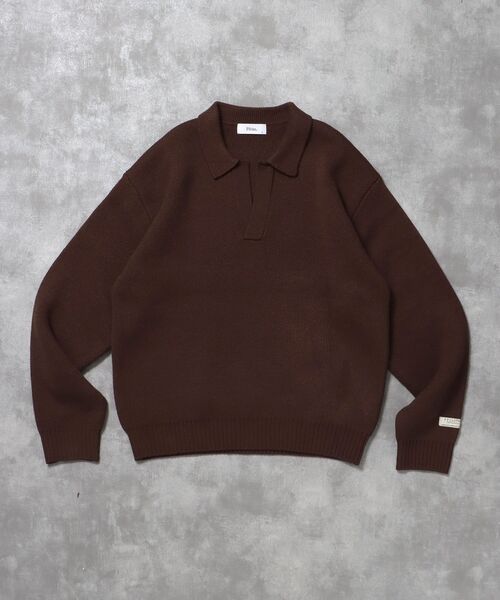 FFEIN（フェイン）の「【FFEIN（フェイン）】ネーム付きスキッパーニット / ニット セーター ポロカラー シンプル 無地 ワンポイント（ニット/セーター・メンズ・ブラック/ブラウン/グレー・SMALL/MEDIUM/LARGE）」の14枚目の写真