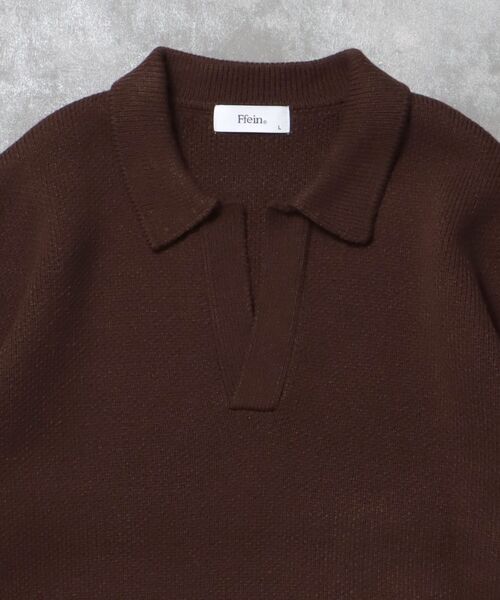 FFEIN（フェイン）の「【FFEIN（フェイン）】ネーム付きスキッパーニット / ニット セーター ポロカラー シンプル 無地 ワンポイント（ニット/セーター・メンズ・ブラック/ブラウン/グレー・SMALL/MEDIUM/LARGE）」の16枚目の写真