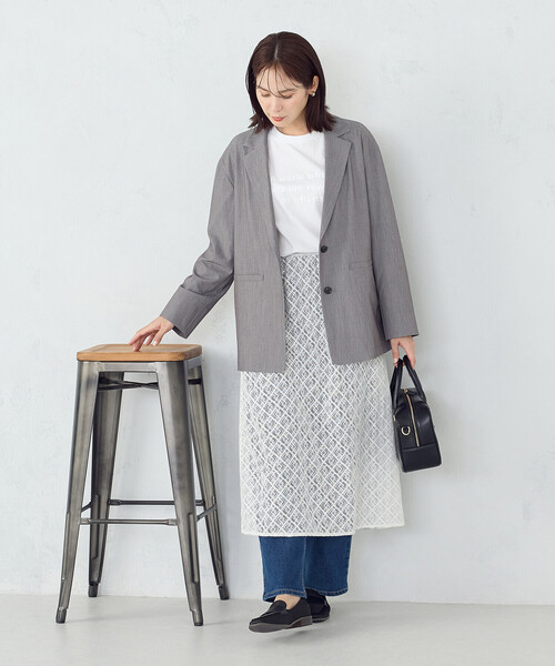 COMME CA ISM（コムサイズム）の「オーバーサイズ　リラックス　ジャケット（テーラードジャケット・レディース・グレー/ネイビー・LARGE/MEDIUM）」の18枚目の写真