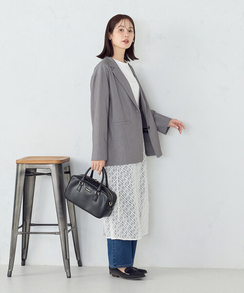 COMME CA ISM（コムサイズム）の「オーバーサイズ　リラックス　ジャケット（テーラードジャケット・レディース・グレー/ネイビー・LARGE/MEDIUM）」の19枚目の写真